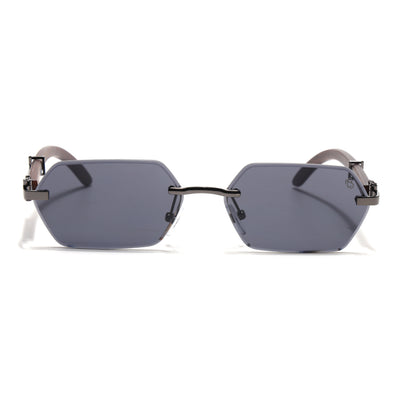 Essence Steel - Gun Metal Rimless Sunglasses I Black Lens - C669CL2560