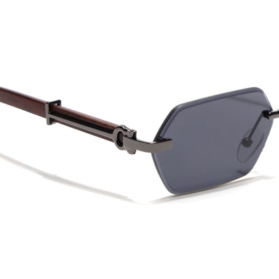 Essence Steel - Gun Metal Rimless Sunglasses I Black Lens - C669CL2560