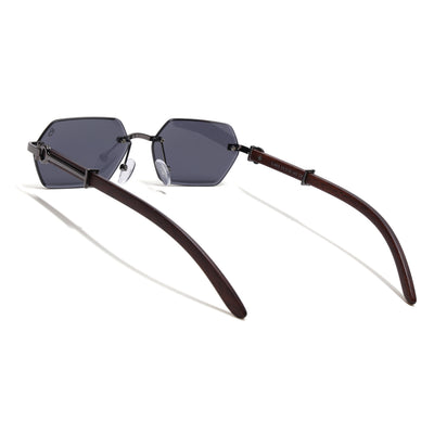 Essence Steel - Gun Metal Rimless Sunglasses I Black Lens - C669CL2560