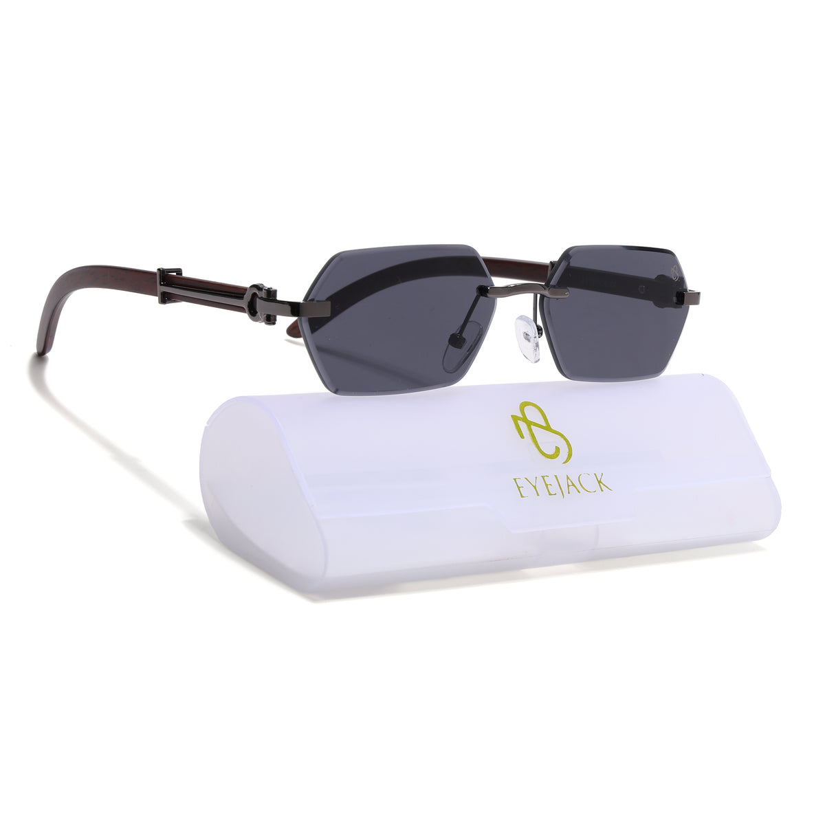 Eyejack Gun Metal Rimless Sunglasses for Men & Women (C669CL2560)