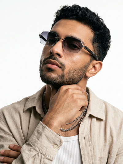 Essence Steel - Silver Rimless Sunglasses I Grey Lens - C669CL2561