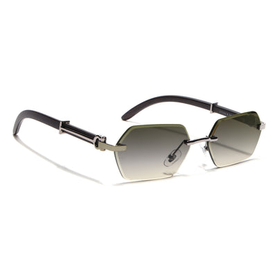Essence Steel - Silver Rimless Sunglasses I Green Lens - C669CL2562
