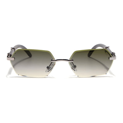 Essence Steel - Silver Rimless Sunglasses I Green Lens - C669CL2562