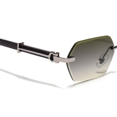 Essence Steel - Silver Rimless Sunglasses I Green Lens - C669CL2562