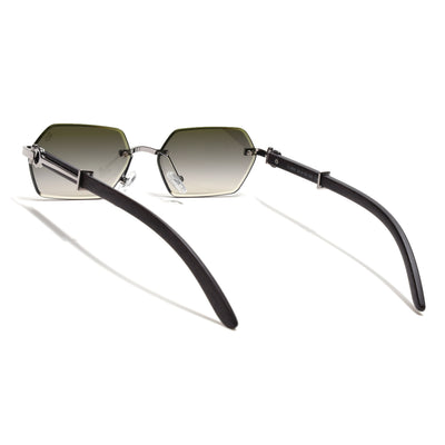 Essence Steel - Silver Rimless Sunglasses I Green Lens - C669CL2562