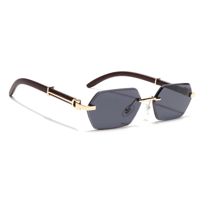 Essence Steel - Golden Rimless Sunglasses I Black Lens - C669CL2563