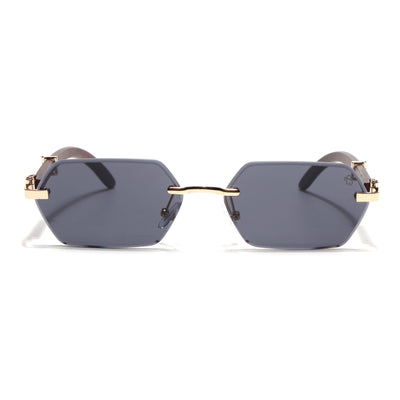 Essence Steel - Golden Rimless Sunglasses I Black Lens - C669CL2563