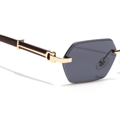 Essence Steel - Golden Rimless Sunglasses I Black Lens - C669CL2563
