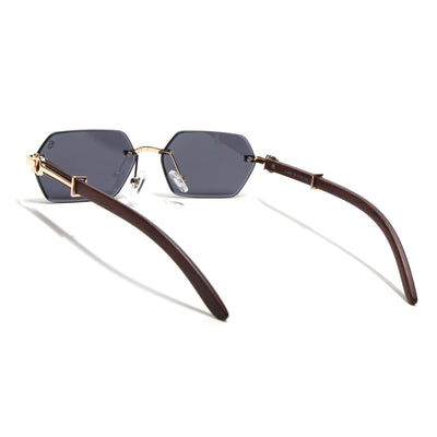 Essence Steel - Golden Rimless Sunglasses I Black Lens - C669CL2563