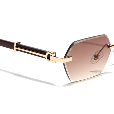 Essence Steel - Golden Rimless Sunglasses I Brown Lens - C669CL2565