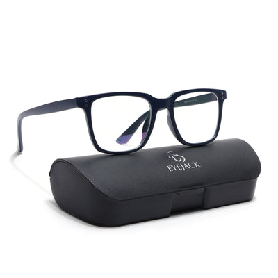Eyejack Canment Navy Blue Square Eyeglasses for Men & Women (CM1005FCL1760-C5)