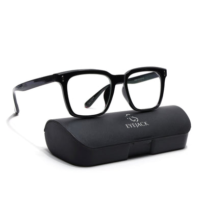 Eyejack Canment Shine Black Square Eyeglasses for Men & Women (CM28022FCL1898-C1)