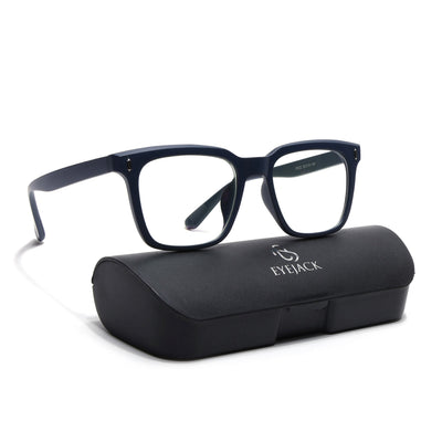 Eyejack Canment Navy Blue Square Eyeglasses for Men & Women (CM28022FCL1902-C5)