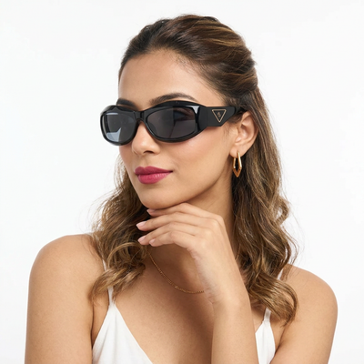 Eyejack Shine Black Wrap Around Sunglasses for Men & Women (98036CL1080)