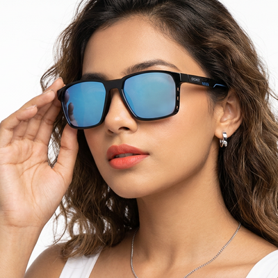Eyejack Shine Black Square Polarized Sunglasses for Men & Women (91143PCL1149)