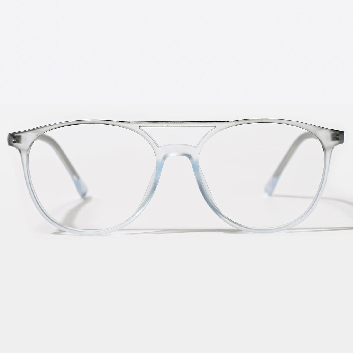 Eyejack Swift Transparent Blue & Grey Oval Eyeglasses for Men & Women (MB23002CL143-C8)