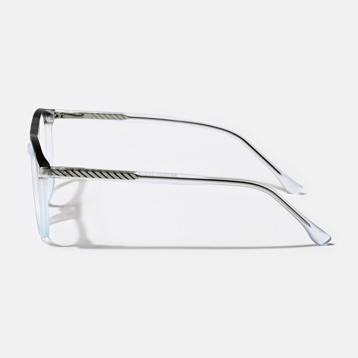 Eyejack Swift Transparent Blue & Grey Oval Eyeglasses for Men & Women (MB23002CL143-C8)