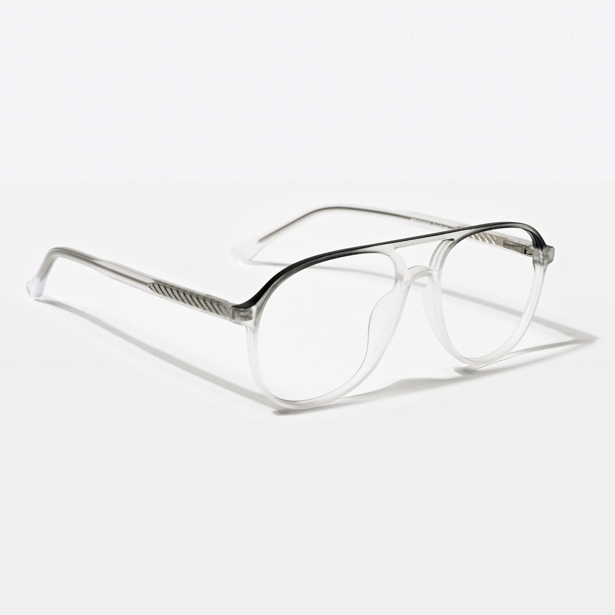 Eyejack Swift Matt Transparent & Black Aviator Eyeglasses for Men & Women (MB23003CL144-C1)