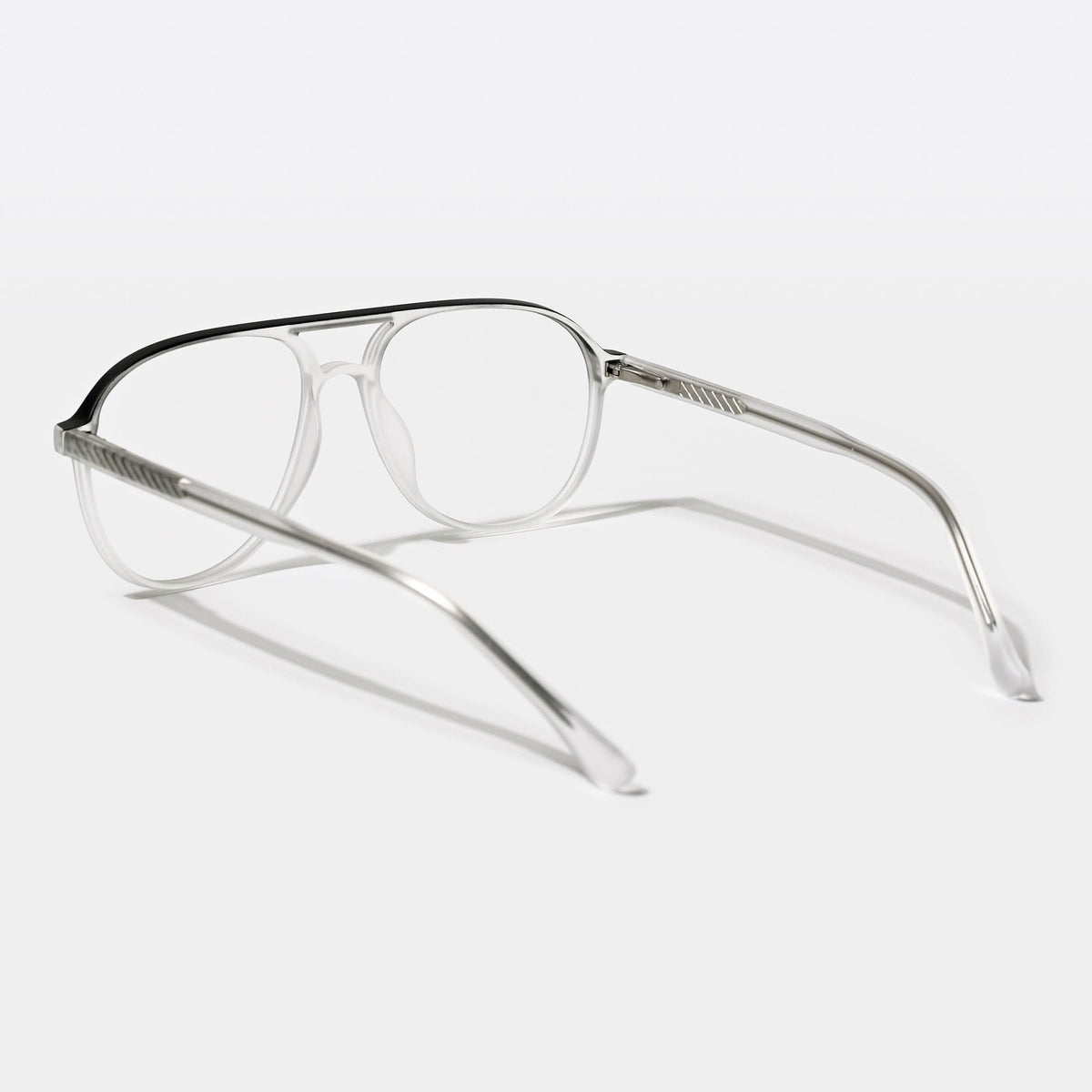 Eyejack Swift Matt Transparent & Black Aviator Eyeglasses for Men & Women (MB23003CL144-C1)