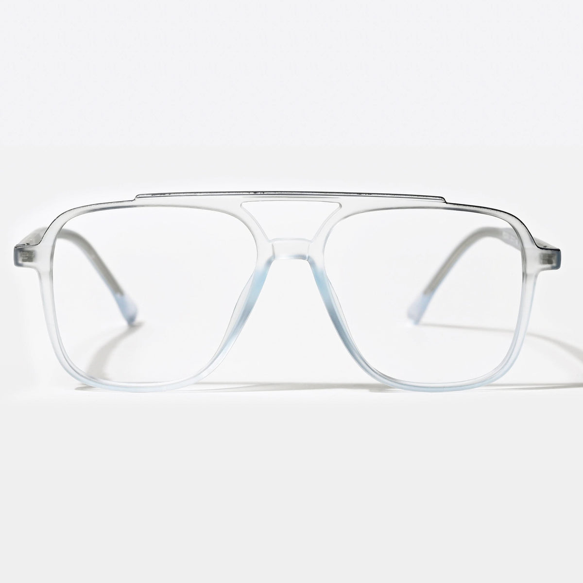 Eyejack Swift Transparent Blue & Grey Wayfarer Eyeglasses for Men & Women (MB23001CL135-C8)