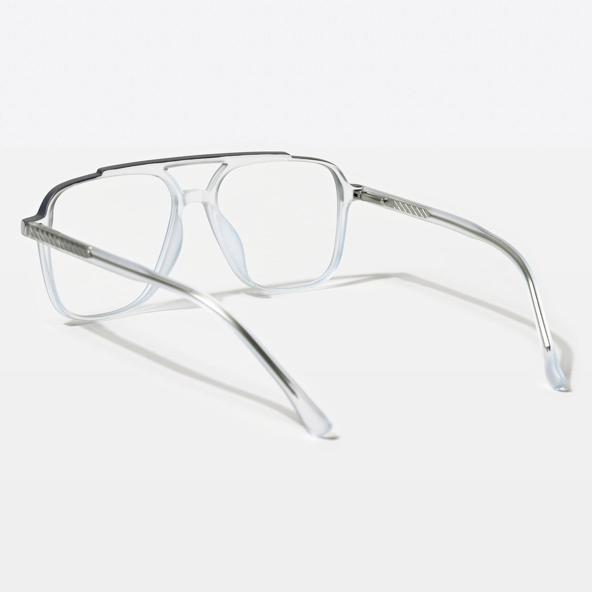Eyejack Swift Transparent Blue & Grey Wayfarer Eyeglasses for Men & Women (MB23001CL135-C8)