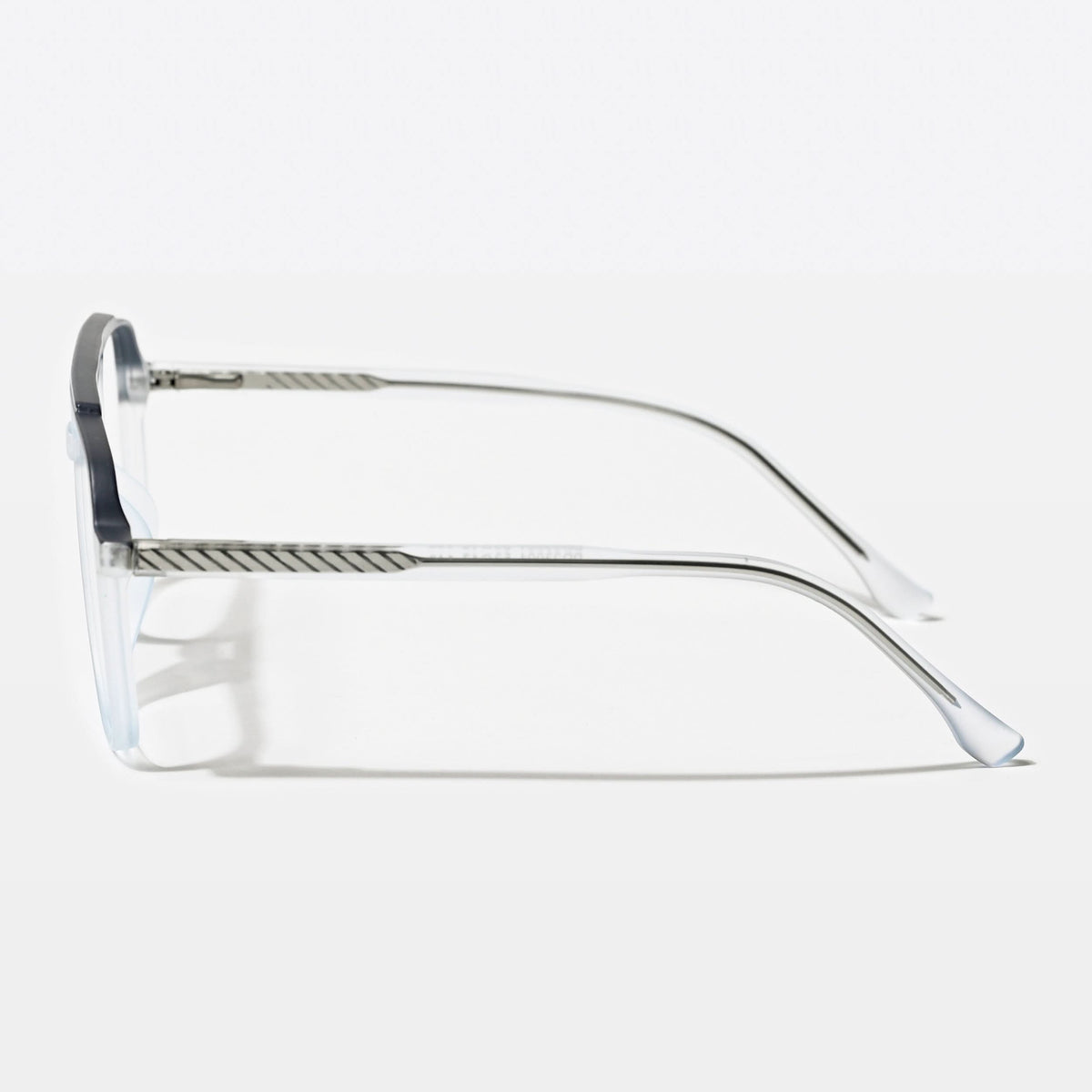 Eyejack Swift Transparent Blue & Grey Wayfarer Eyeglasses for Men & Women (MB23001CL135-C8)