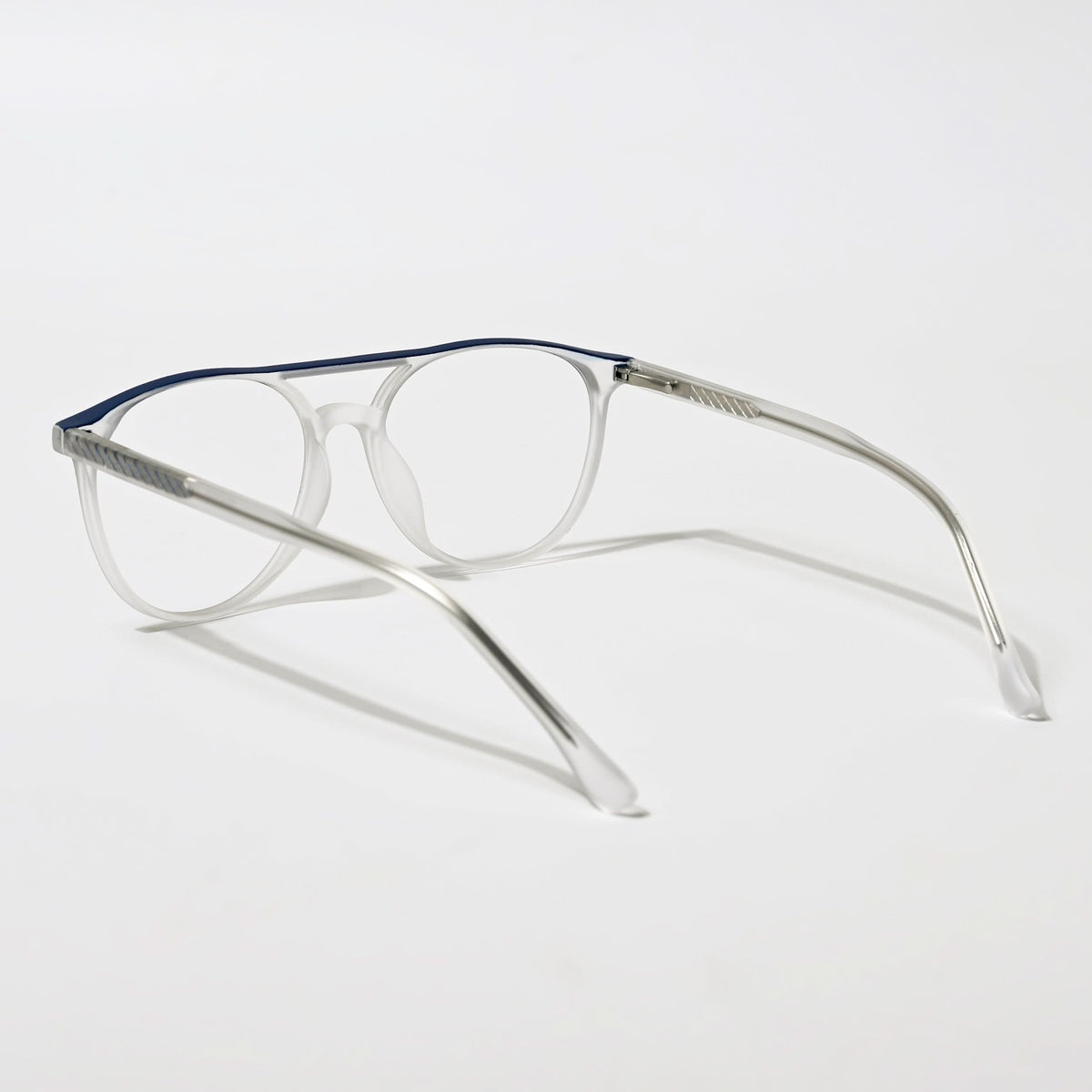 Eyejack Swift Matt Transparent & Blue Oval Eyeglasses for Men & Women (MB23002CL138-C3)