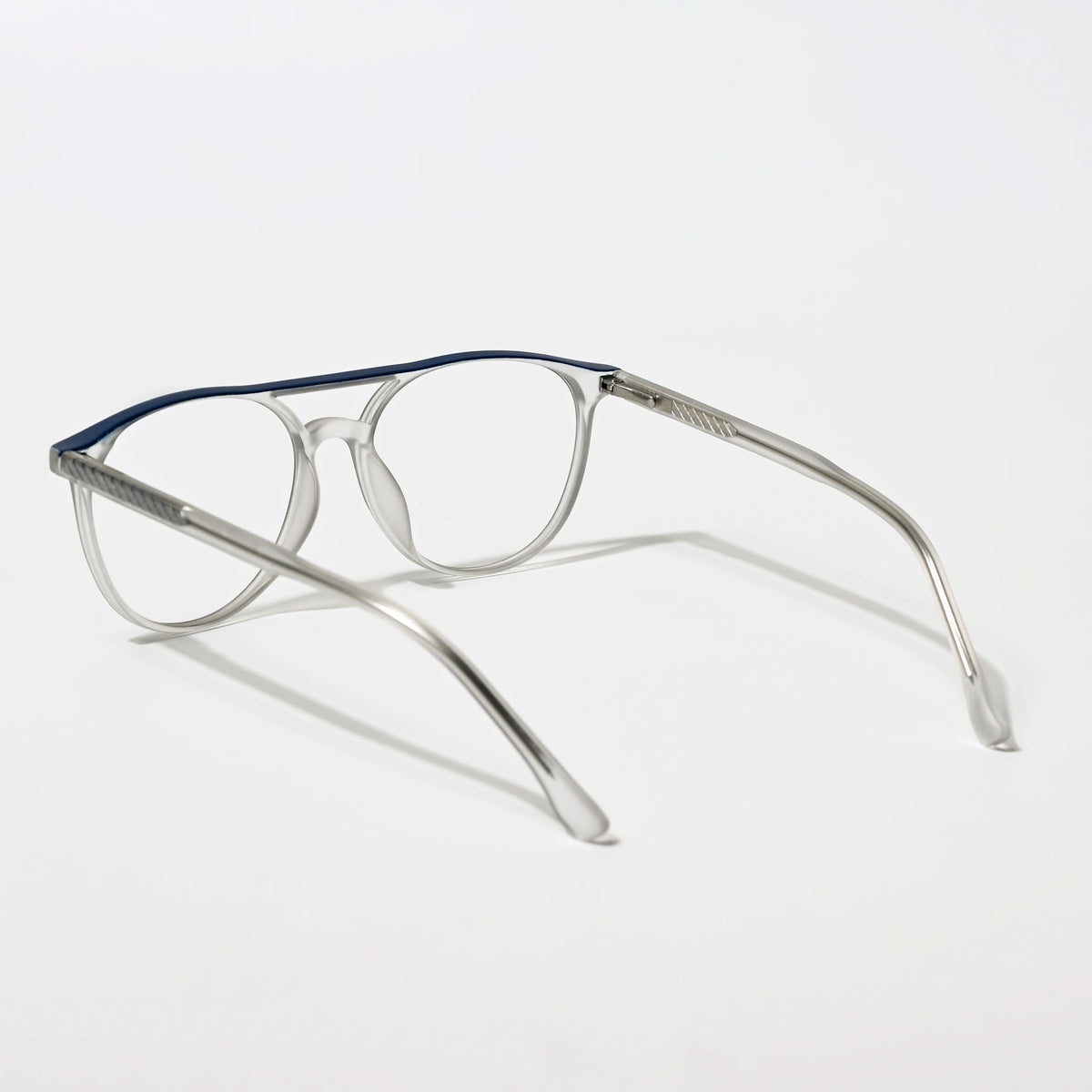 Eyejack Swift Grey & Blue Round Eyeglasses for Men & Women (MB23002CL139-C4)