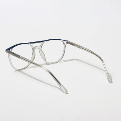 Eyejack Swift Grey & Blue Round Eyeglasses for Men & Women (MB23002CL139-C4)