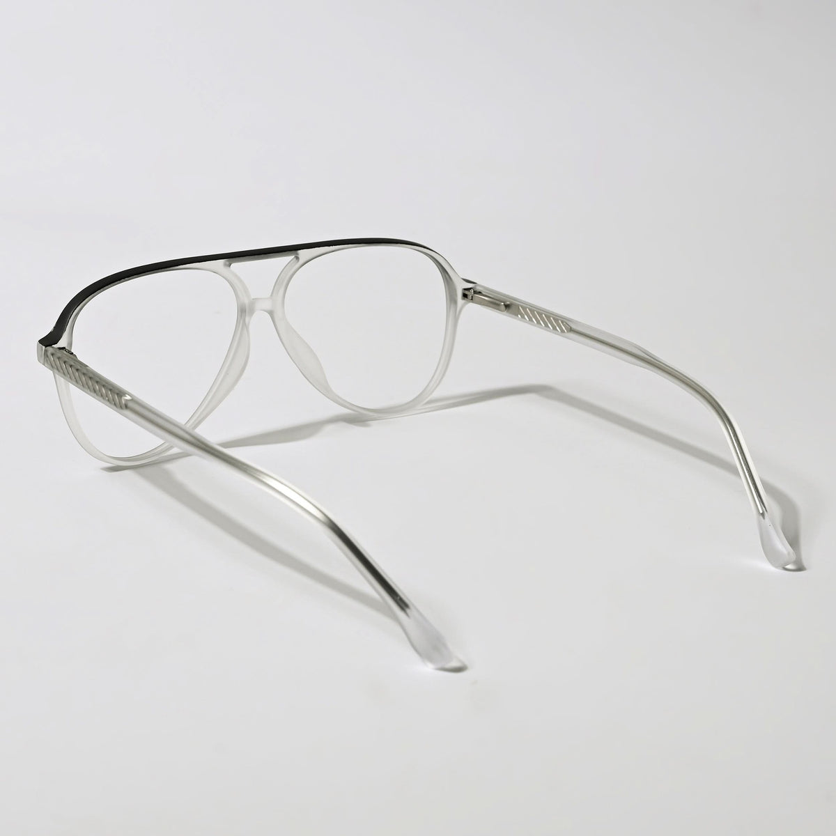 Eyejack Swift Matt Transparent & Black Aviator Eyeglasses for Men & Women (MB23005CL160-C1)