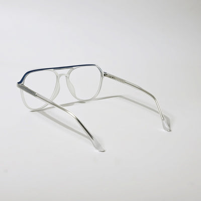 Eyejack Swift Matt Transparent & Blue Aviator Eyeglasses for Men & Women (MB23004CL154-C3)