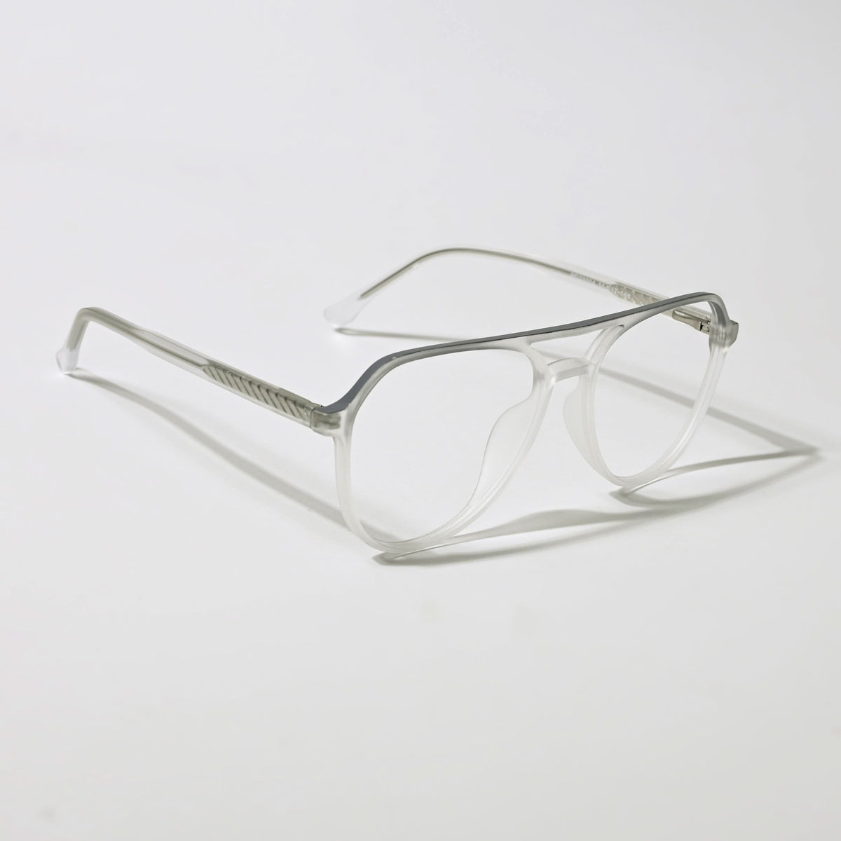 Eyejack Swift Matt Transparent & Grey Aviator Eyeglasses for Men & Women (MB23004CL153-C2)