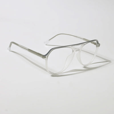 Eyejack Swift Matt Transparent & Grey Aviator Eyeglasses for Men & Women (MB23004CL153-C2)