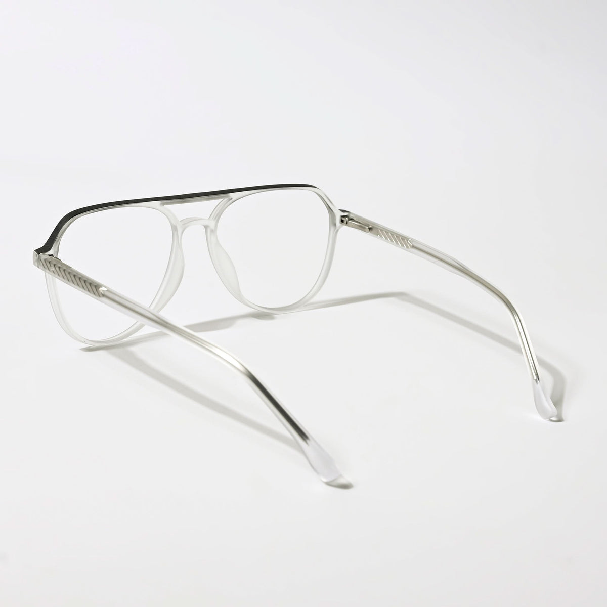 Eyejack Swift Matt Transparent & Black Aviator Eyeglasses for Men & Women (MB23004CL152-C1)