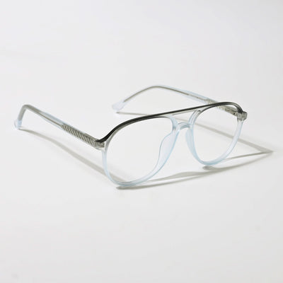 Eyejack Swift Transparent Blue & Black Aviator Eyeglasses for Men & Women (MB23003CL150-C7)