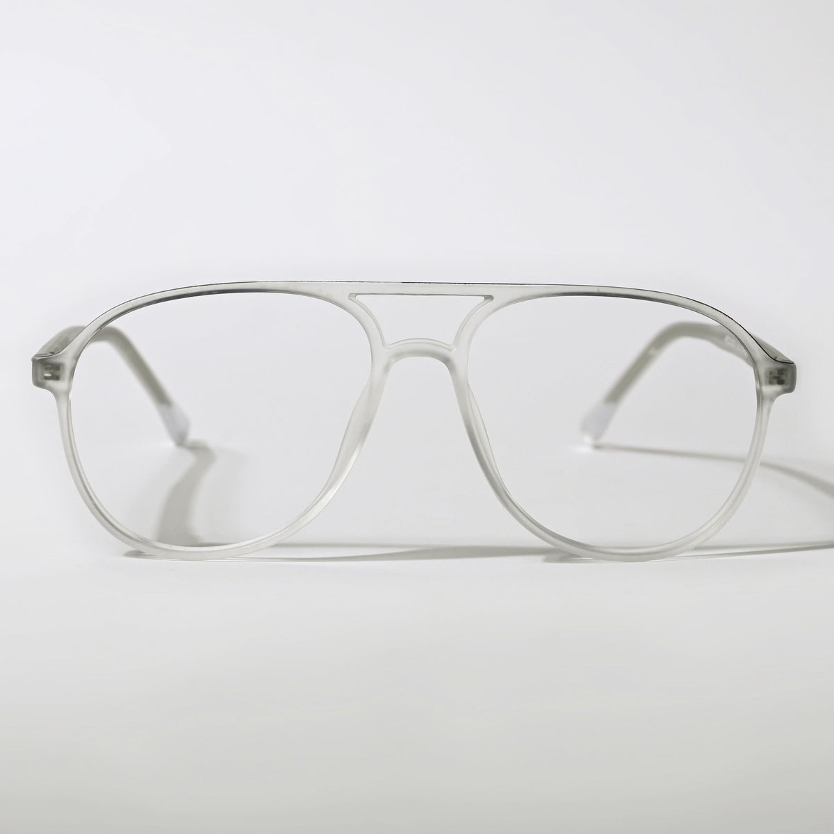 Eyejack Swift Matt Transparent & Grey Aviator Eyeglasses for Men & Women (MB23003CL145-C2)