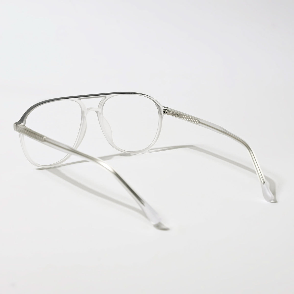 Eyejack Swift Matt Transparent & Grey Aviator Eyeglasses for Men & Women (MB23003CL145-C2)