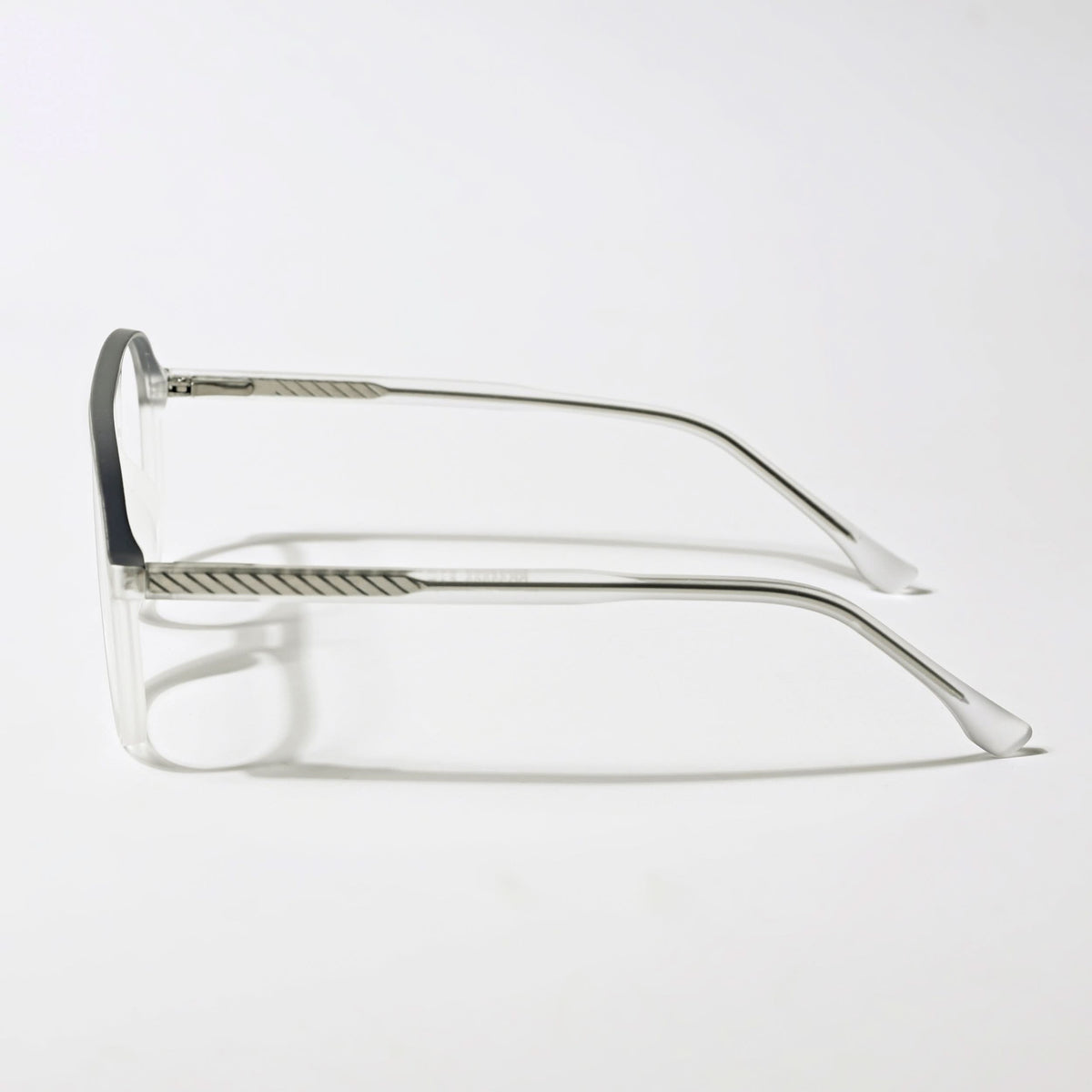 Eyejack Swift Matt Transparent & Grey Aviator Eyeglasses for Men & Women (MB23003CL145-C2)