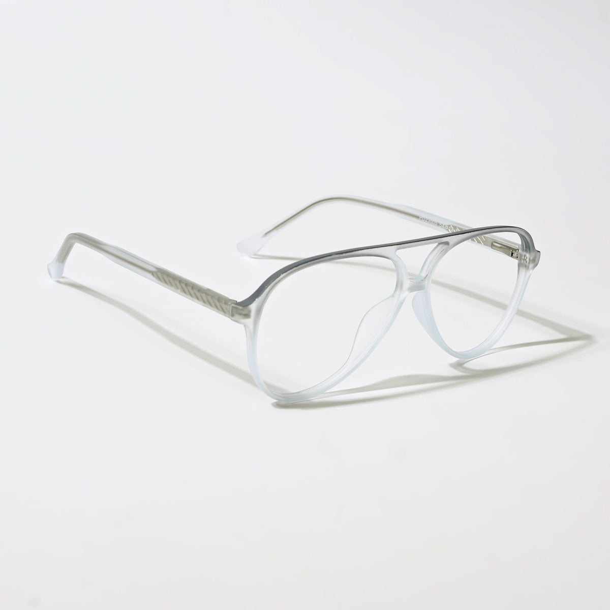 Eyejack Swift Transparent Blue & Grey Aviator Eyeglasses for Men & Women (MB23005CL167-C8)