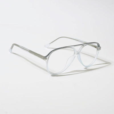 Eyejack Swift Transparent Blue & Grey Aviator Eyeglasses for Men & Women (MB23005CL167-C8)