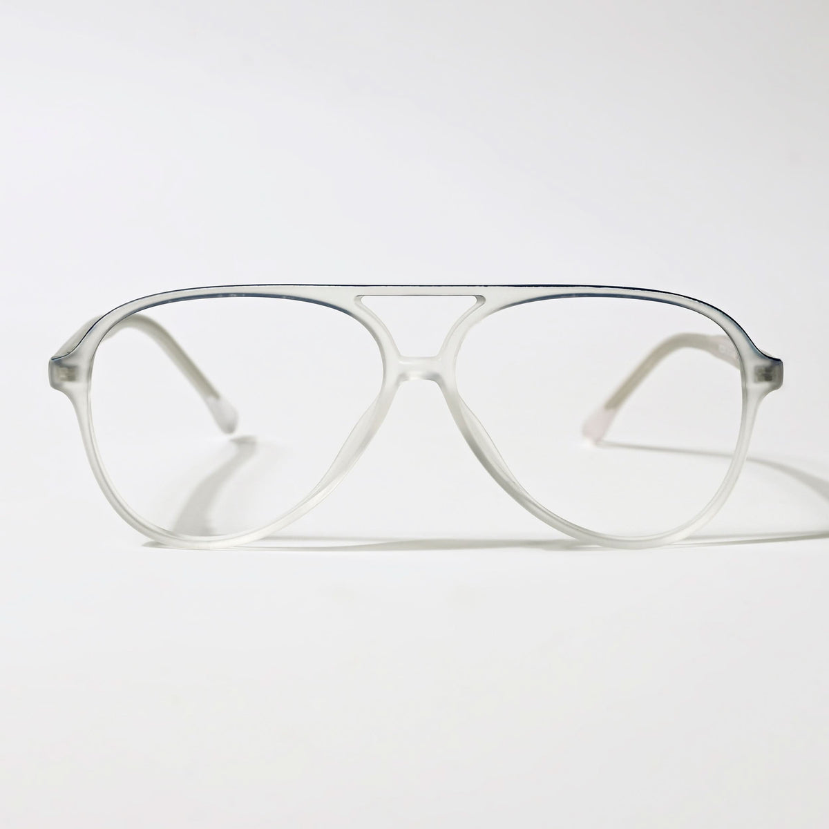 Eyejack Swift Matt Transparent & Blue Aviator Eyeglasses for Men & Women (MB23005CL162-C3)