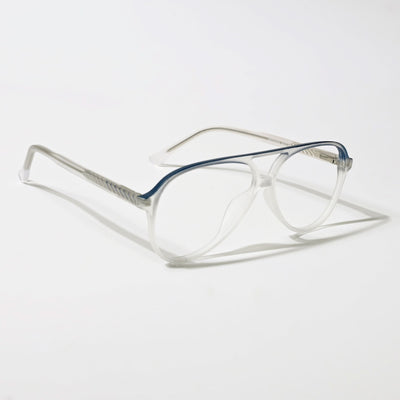 Eyejack Swift Matt Transparent & Blue Aviator Eyeglasses for Men & Women (MB23005CL162-C3)