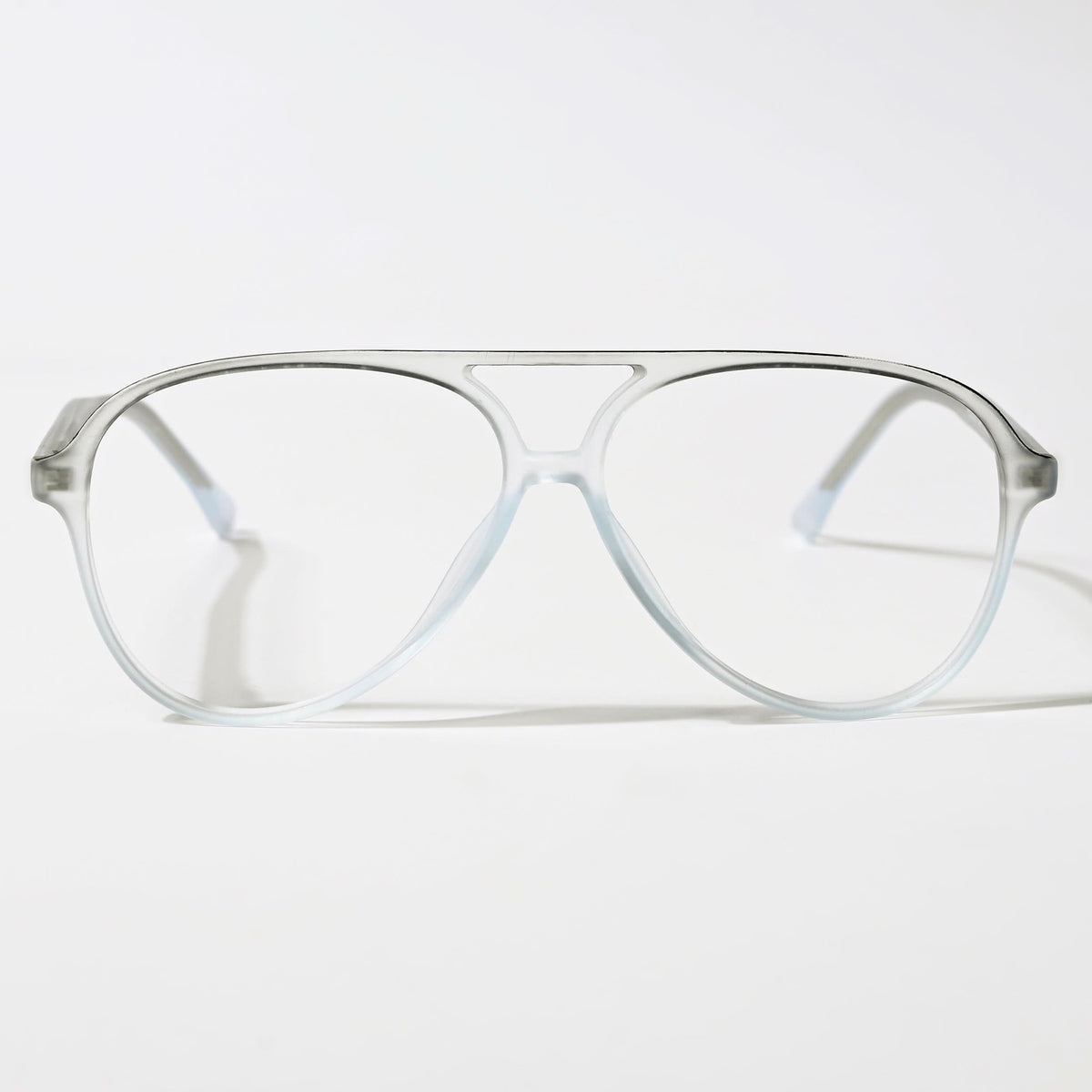 Eyejack Swift Transparent Blue & Black Aviator Eyeglasses for Men & Women (MB23005CL166-C7)