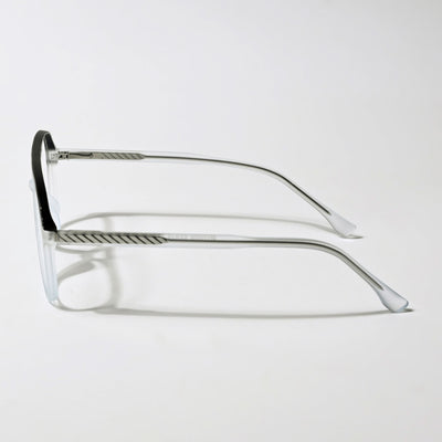 Eyejack Swift Transparent Blue & Black Aviator Eyeglasses for Men & Women (MB23005CL166-C7)