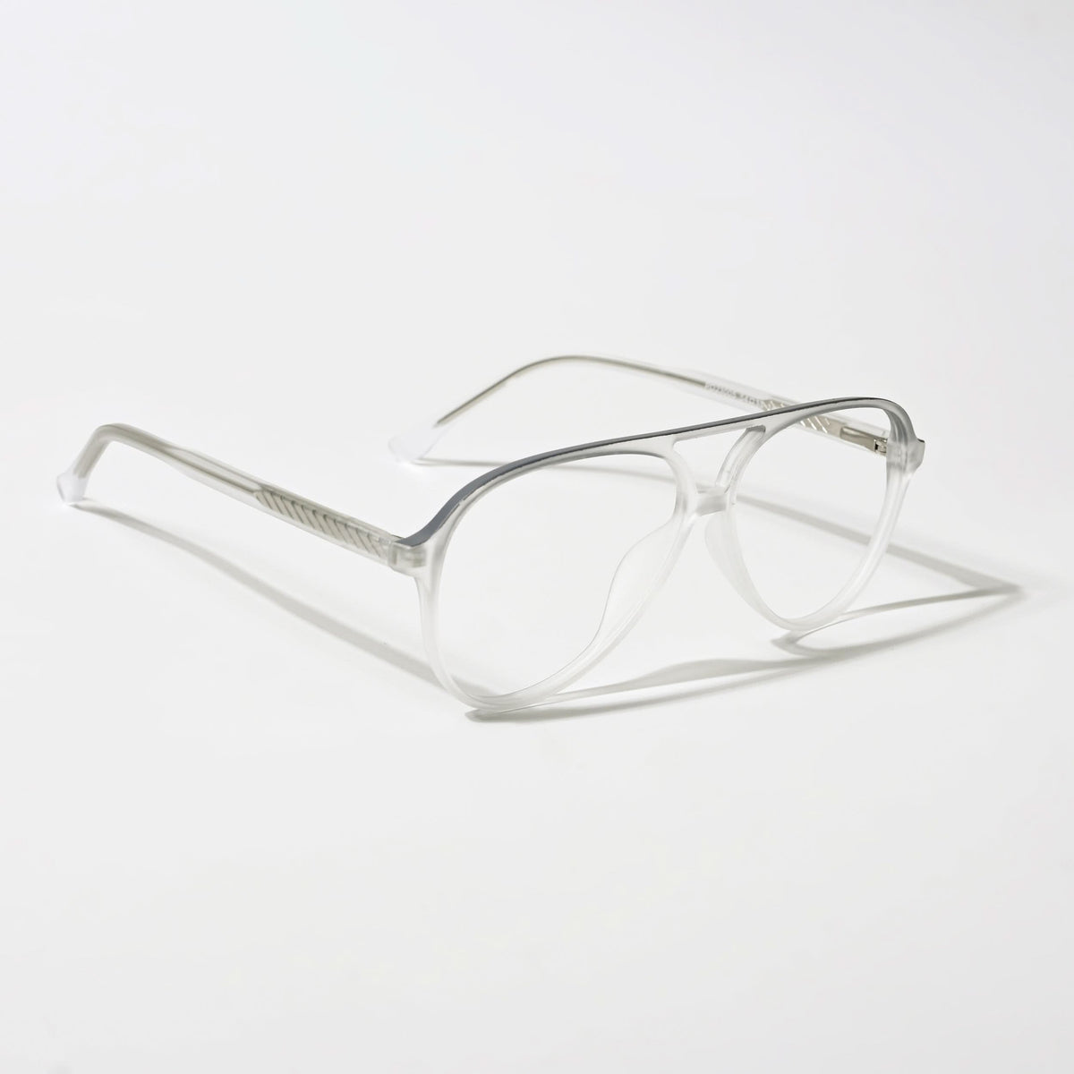 Eyejack Swift Matt Transparent & Grey Aviator Eyeglasses for Men & Women (MB23005CL161-C2)