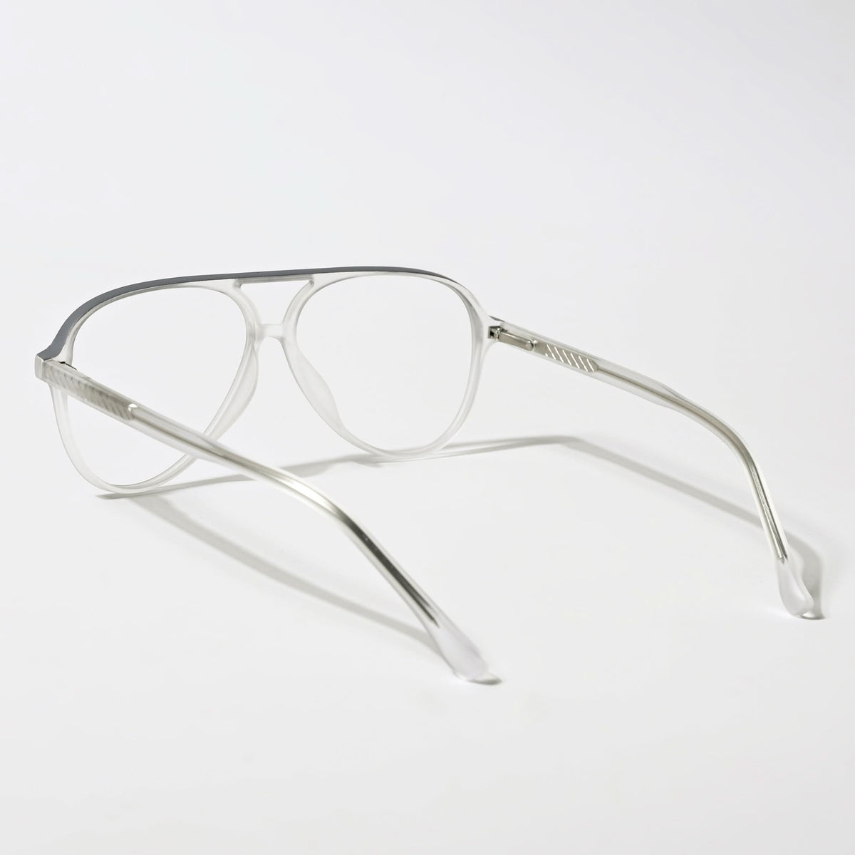 Eyejack Swift Matt Transparent & Grey Aviator Eyeglasses for Men & Women (MB23005CL161-C2)