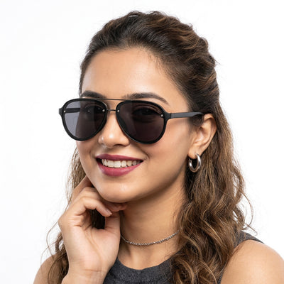Eyejack Black Aviator Polarized Sunglasses for Men & Women (P025PCL2145)