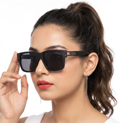 Eyejack Black Wayfarer Polarized Sunglasses for Men & Women (P853PCL2144)