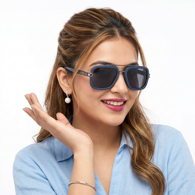 Eyejack Blue Wayfarer Polarized Sunglasses for Men & Women (P888PCL2143)