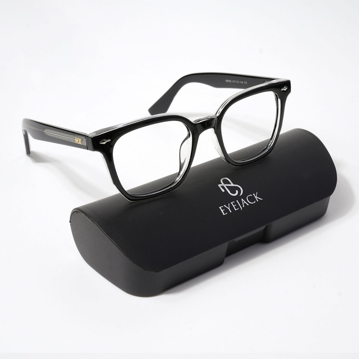 HEXXA Black & Transparent Square Eyeglasses for Men & Women (S9005CL464-C2)